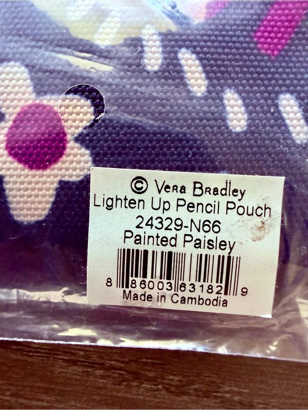 Vera Bradley Lighten Up Pencil Pouch Painted Paisley NWT